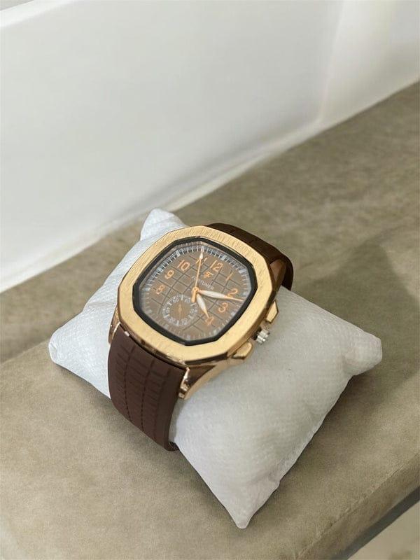 Men's Quartz Analog Watch - 1 Pc Square Design with Plain Rubber Strap. M