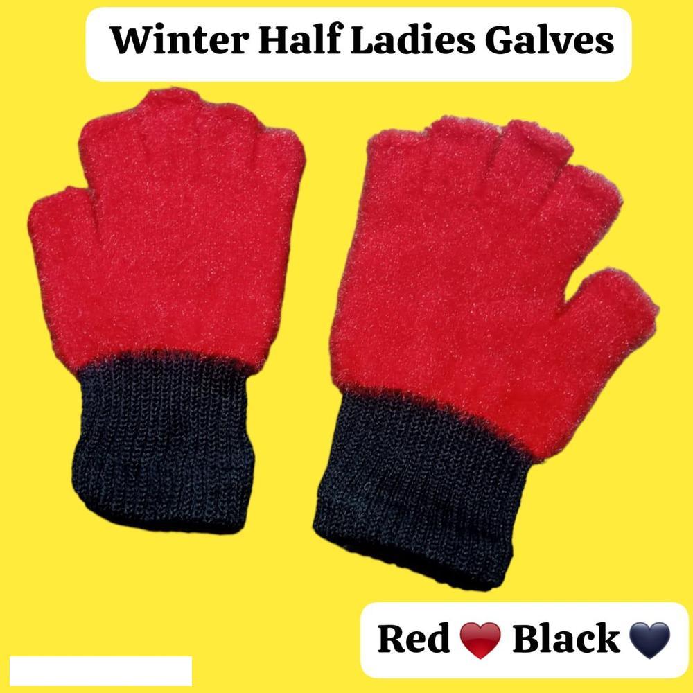 2 Pcs Wool Plain Fingerless Gloves 1. M