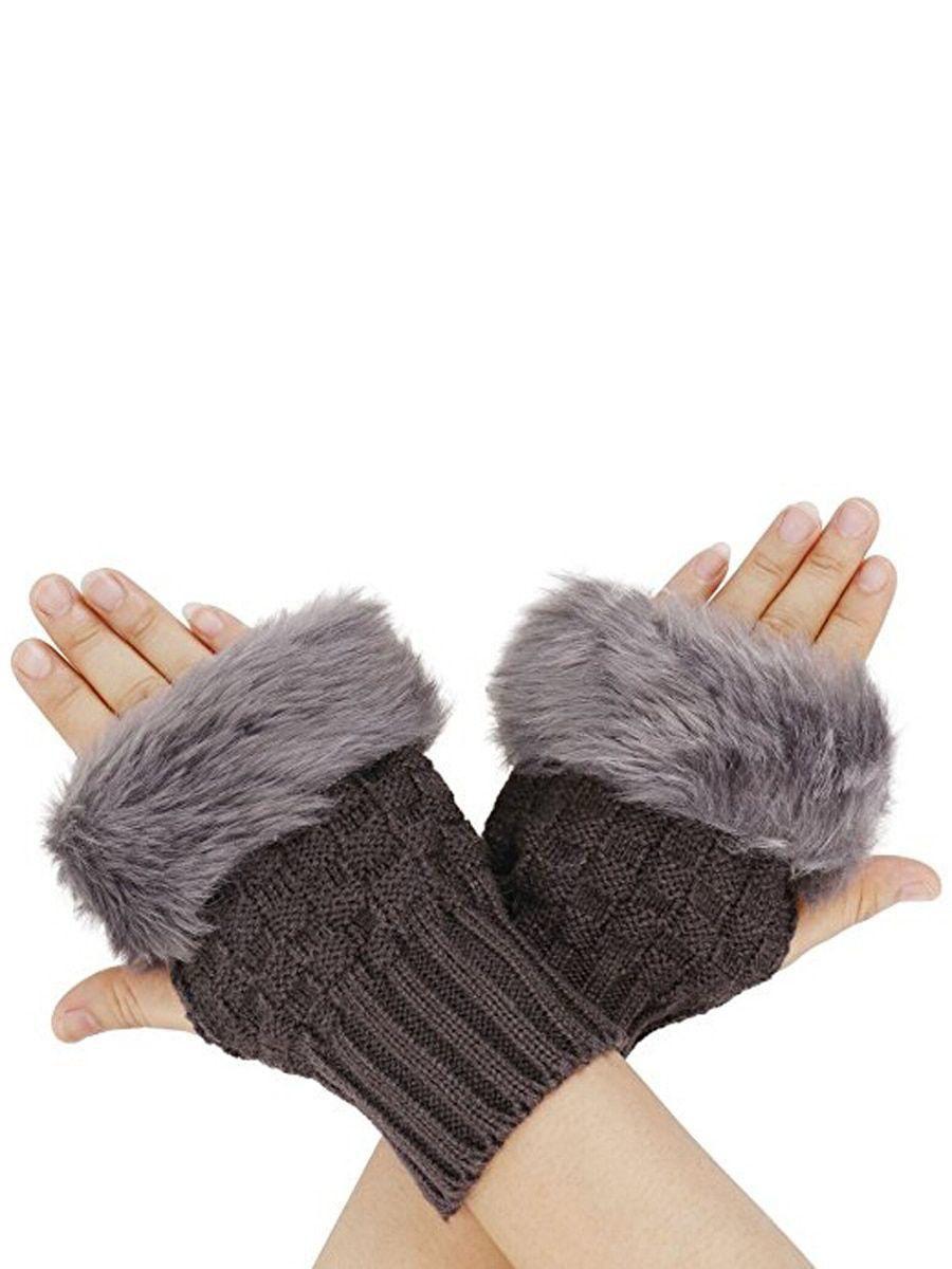 Cozy Multicolor Fur Lined Gloves - 2 Pcs for Women. M